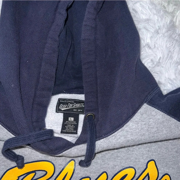 St. Louis Blues NHL Hockey Jersey Gray and Navy Hoodie size Large - Picture 3 of 4